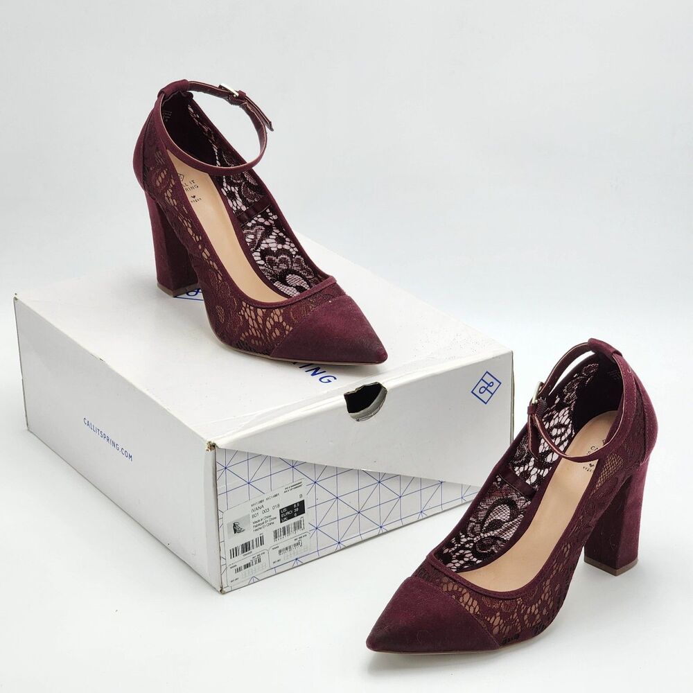 Call It Spring Ivana Lace Ankle Strap Heels Size 8.5